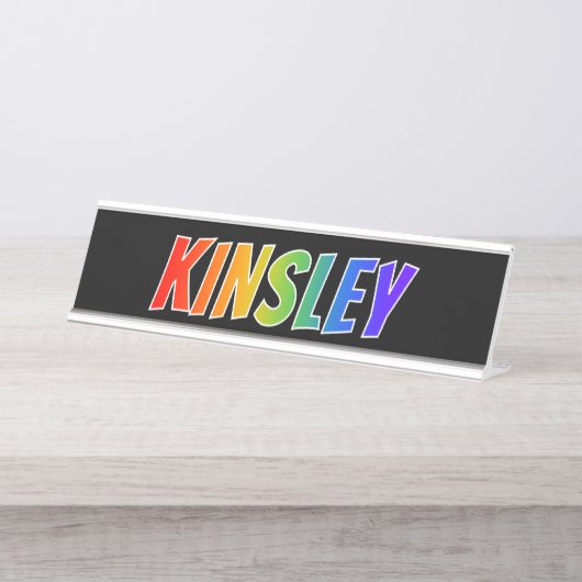 Vorname "KINSLEY": Fun Rainbow Coloring Schreibtischnamensplakette (Vorderseite )