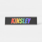 Vorname "KINSLEY": Fun Rainbow Coloring Schreibtischnamensplakette (Vorderseite )