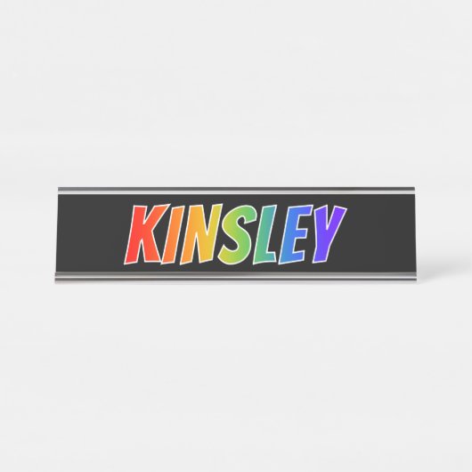 Vorname "KINSLEY": Fun Rainbow Coloring Schreibtischnamensplakette (Vorderseite )