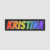 Vorname "KRISTINA": Spaß-Regenbogen-Farbton Namensschild (Vorderseite)