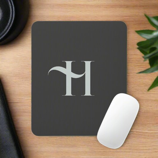 Vorname l Classy Olive Green Monogram Mousepad