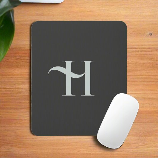 Vorname l Classy Olive Green Monogram Mousepad