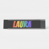 Vorname "LAURA": Fun Rainbow Coloring Schreibtischnamensplakette (Vorderseite )