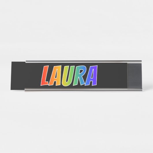Vorname "LAURA": Fun Rainbow Coloring Schreibtischnamensplakette (Vorderseite )