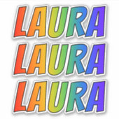 Vorname "LAURA" mit// Fun Rainbow Coloring Aufkleber (Vorderseite)