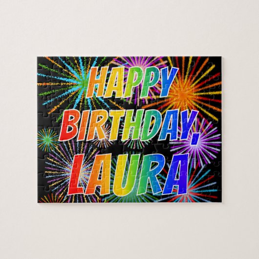 Vorname "LAURA", Spaß "GLÜCKLICHER GEBURTSTAG" Puzzle (Horizontal)