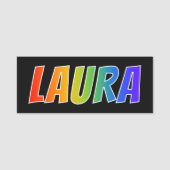 Vorname "LAURA": Spaß-Regenbogen-Farbton Namensschild (Vorderseite)