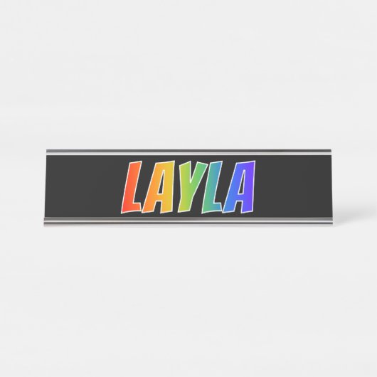 Vorname "LAYLA": Fun Rainbow Coloring Schreibtischnamensplakette (Vorderseite )
