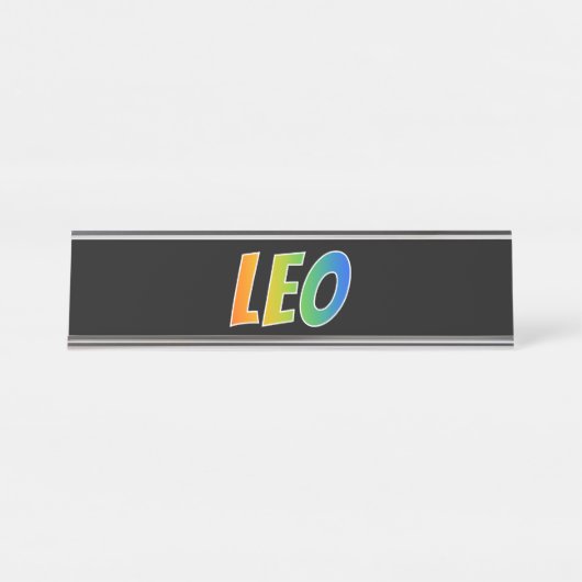 Vorname "LEO": Fun Rainbow Coloring Schreibtischnamensplakette (Vorderseite )