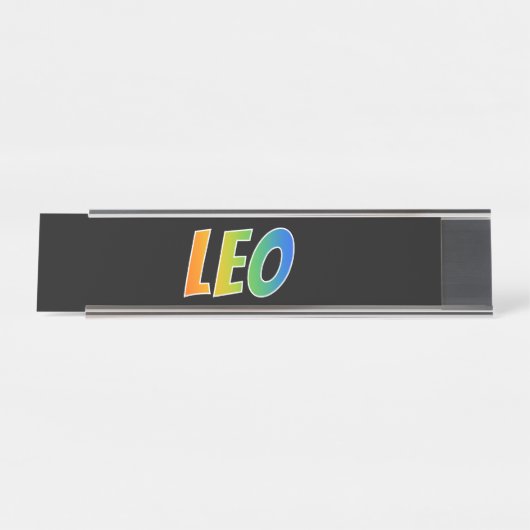 Vorname "LEO": Fun Rainbow Coloring Schreibtischnamensplakette (Vorderseite )