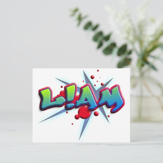 Vorname Liam mit ! i Postkarte (Stehend Vorderseite)