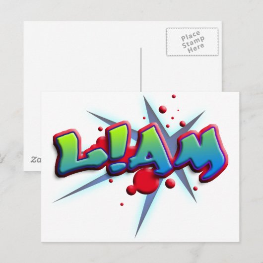 Vorname Liam mit ! i Postkarte (Vorne/Hinten)