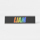 Vorname "LIAM": Spaß-Regenbogen-Farbton Schreibtischnamensplakette (Vorderseite )