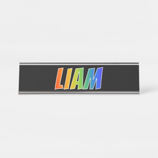 Vorname "LIAM": Spaß-Regenbogen-Farbton Schreibtischnamensplakette (Vorderseite )