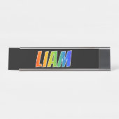 Vorname "LIAM": Spaß-Regenbogen-Farbton Schreibtischnamensplakette (Vorderseite )