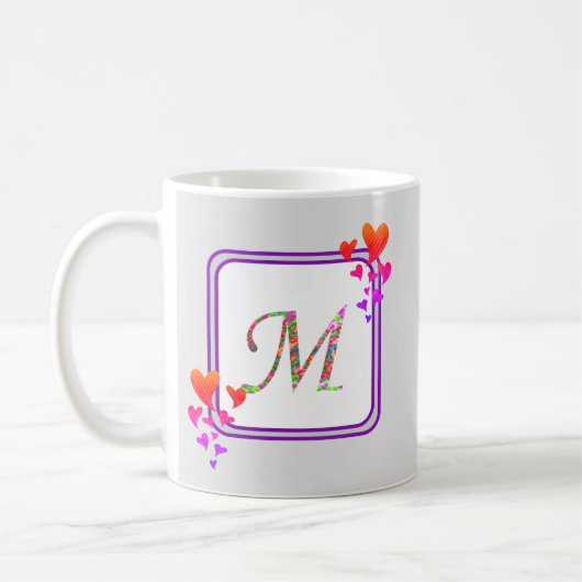 Vorname Lila farbiges Herz Anfangsmonogramm Kaffeetasse (Links)