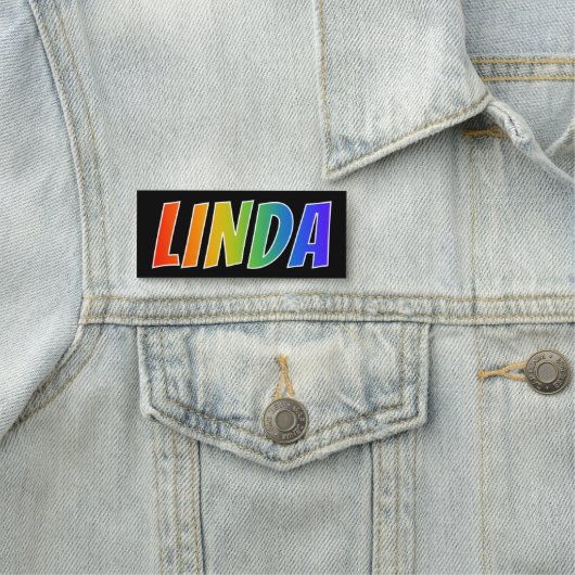 Vorname "LINDA": Spaß-Regenbogen-Farbton Namensschild (Beispiel)