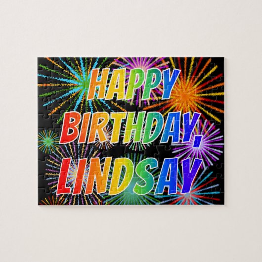 Vorname "LINDSAY", Fun "HAPPY BIRTHDAY" Puzzle (Horizontal)