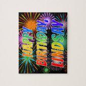 Vorname "LINDSAY", Fun "HAPPY BIRTHDAY" Puzzle (Vertikal)