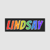 Vorname "LINDSAY": Fun Rainbow Coloring Namensschild (Vorderseite)