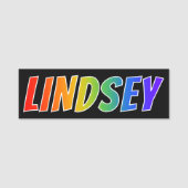 Vorname "LINDSEY": Fun Rainbow Coloring Namensschild (Vorderseite)