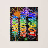 Vorname "LOGAN", Fun "HAPPY BIRTHDAY" Puzzle (Vertikal)