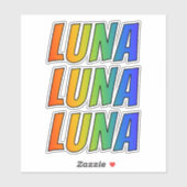 Vorname "LUNA" mit/ Fun Rainbow Coloring Aufkleber (Blatt)