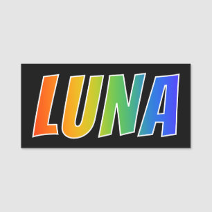 Vorname "LUNA": Spaß-Regenbogen-Farbton Namensschild