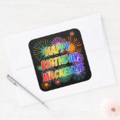 Vorname "MACKENZIE", Fun "HAPPY BIRTHDAY" Quadratischer Aufkleber (Umschlag)