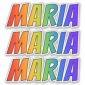 Vorname "MARIA" mit/ Fun Rainbow Coloring Aufkleber (Vorderseite)