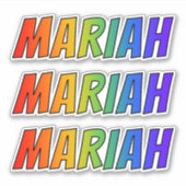 Vorname "MARIAH" mit/ Fun Rainbow Coloring Aufkleber (Vorderseite)