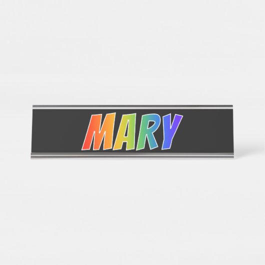 Vorname "MARY": Fun Rainbow Coloring Schreibtischnamensplakette (Vorderseite )