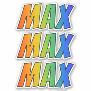 Vorname "max" mit Spaß-Regenbogen-Farbton Aufkleber