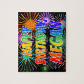 Vorname "MEGAN", Fun "HAPPY BIRTHDAY" Puzzle (Vertikal)