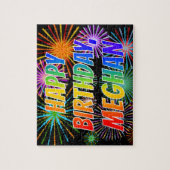 Vorname "MEGHAN", Fun "HAPPY BIRTHDAY" Puzzle (Vertikal)