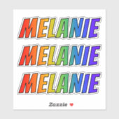 Vorname "MELANIE" mit/ Fun Rainbow Coloring Aufkleber (Blatt)