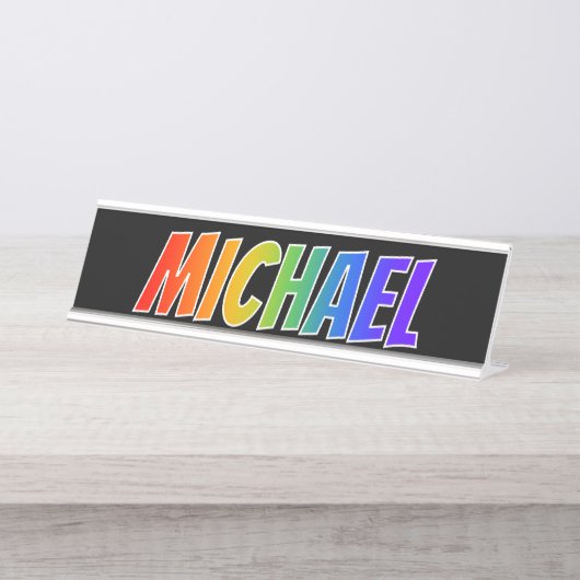 Vorname "MICHAEL": Fun Rainbow Coloring Schreibtischnamensplakette (Vorderseite )