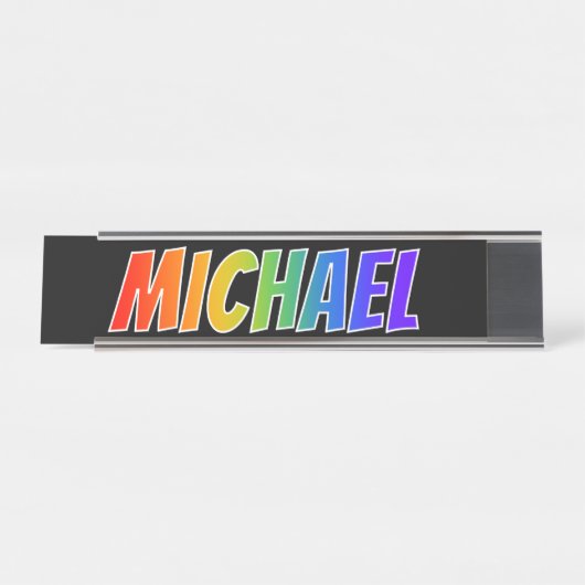 Vorname "MICHAEL": Fun Rainbow Coloring Schreibtischnamensplakette (Vorderseite )