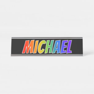 Vorname "MICHAEL": Fun-Regenbogenfarben Schreibtischnamensplakette