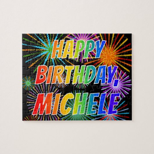 Vorname "MICHELE", Fun "HAPPY BIRTHDAY" Puzzle (Horizontal)