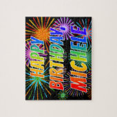 Vorname "MICHELE", Fun "HAPPY BIRTHDAY" Puzzle (Vertikal)