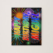 Vorname "MIGUEL", Fun "HAPPY BIRTHDAY" Puzzle (Vertikal)