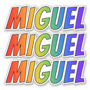 Vorname "MIGUEL" mit Spaß-Regenbogen-Farbton Aufkleber