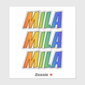 Vorname "MILA" mit/ Fun Rainbow Coloring Aufkleber (Blatt)