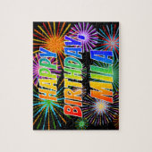 Vorname "MILA", Spaß "GLÜCKLICHER GEBURTSTAG" Puzzle (Vertikal)