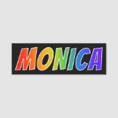 Vorname "MONICA": Spaß-Regenbogen-Farbton Namensschild (Vorderseite)