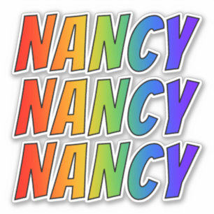 Vorname "NANCY" mit Spaß-Regenbogen-Farbton Aufkleber