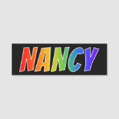 Vorname "NANCY": Spaß-Regenbogen-Farbton Namensschild (Vorderseite)