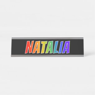 Vorname "NATALIA": Fun Rainbow Coloring Schreibtischnamensplakette