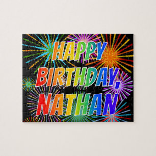 Vorname "NATHAN", Fun "GLÜCK BIRTHTAG" Puzzle